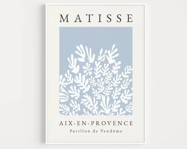 Henri Matisse-Inspired Blue Boho Wall Art Print