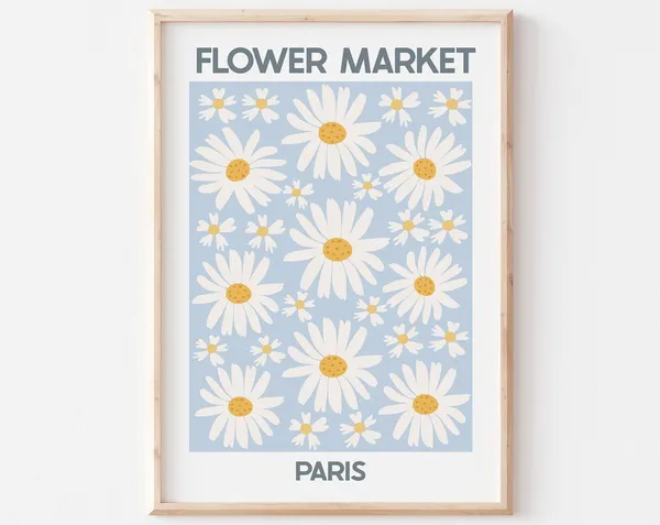 Flower Market Print Paris, Scandinavian Minimalist Poster