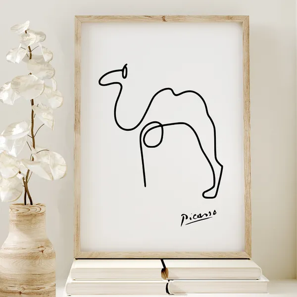 Picasso Camel Line Art Print, Minimalist Nursery Decor