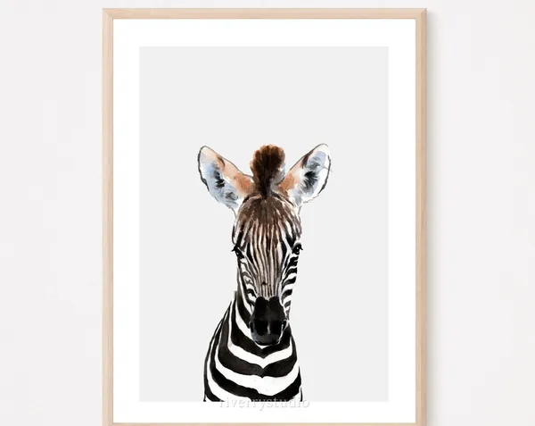 Zebra Watercolor Nursery Art Print, Safari Decor