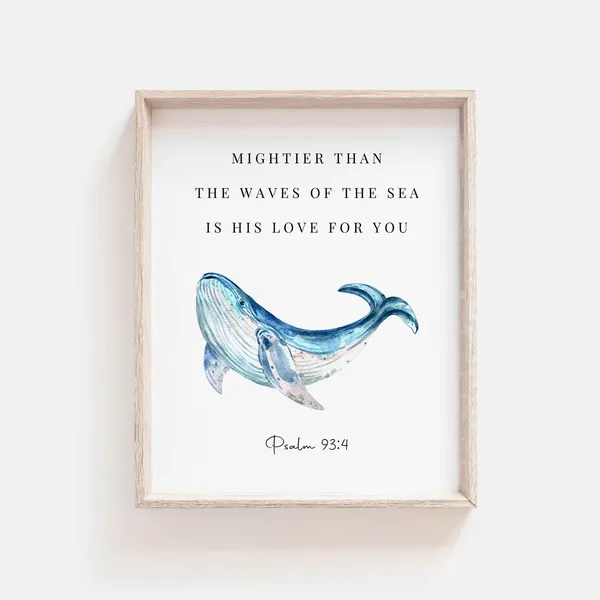 Psalm 93:4 Watercolor Scripture Nursery Poster