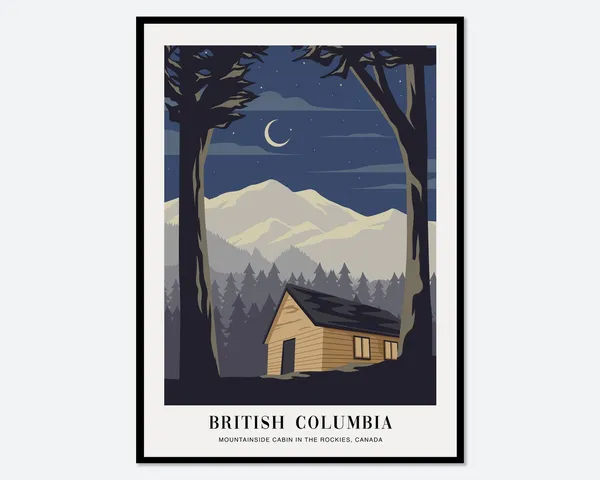 Cabin In The Rockies, Boho Travel Poster