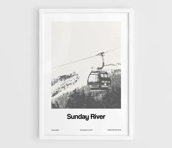 Sunday River, Newry Maine Mountains Minimalist Art Print
