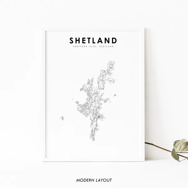 Shetland Islands Scotland Map Art Print