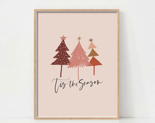 Christmas Tree Boho Holiday Art Print