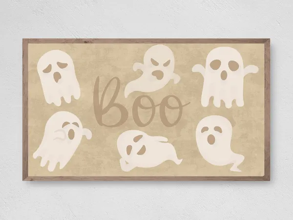 Halloween Boho Ghosts Art Print, Holiday Decor
