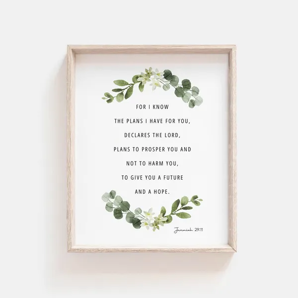 Jeremiah 29:11 Botanical Scripture Wall Art Print