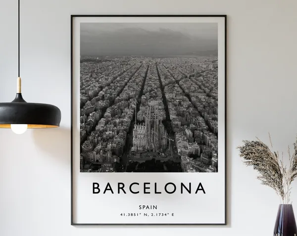 Barcelona Travel Poster, Spain Travel Art Print