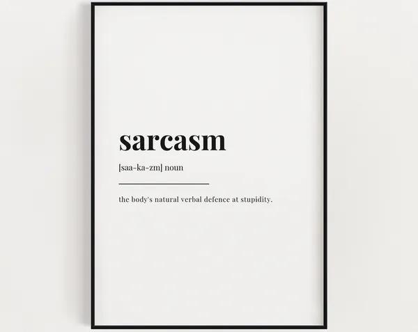 Sarcasm Definition Quote, Wall Art Print