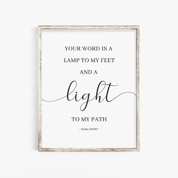 Psalm 119:105 Bible Verse Scripture Wall Art Print