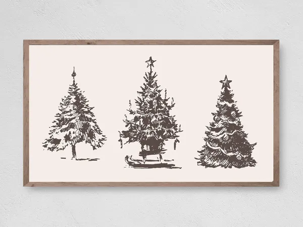 Vintage Christmas Trees Art Print, Holiday Decor