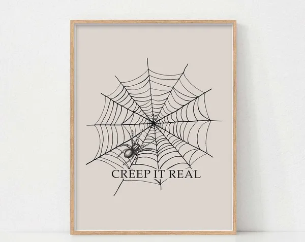 Halloween Spider Neutral Vintage Minimalist Art Print