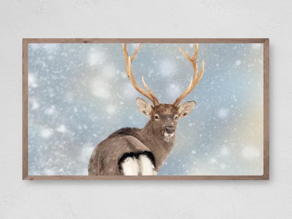 Reindeer Blizzard Christmas Art Print, Holiday Decor