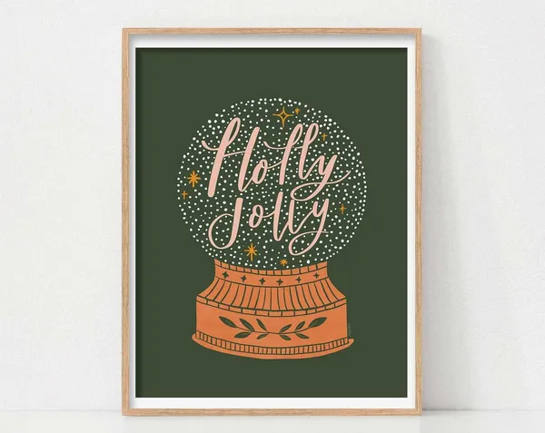 Christmas Snow Globe Holiday Decor Art Print