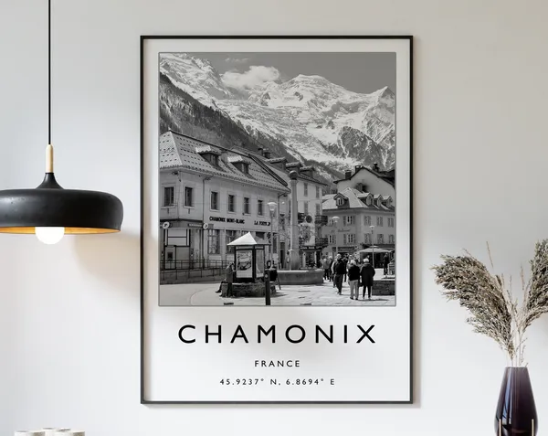 Chamonix France Skiing Travel Poster, Ski Print