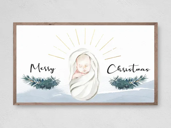 Little Baby Jesus Christmas Watercolor Art Print