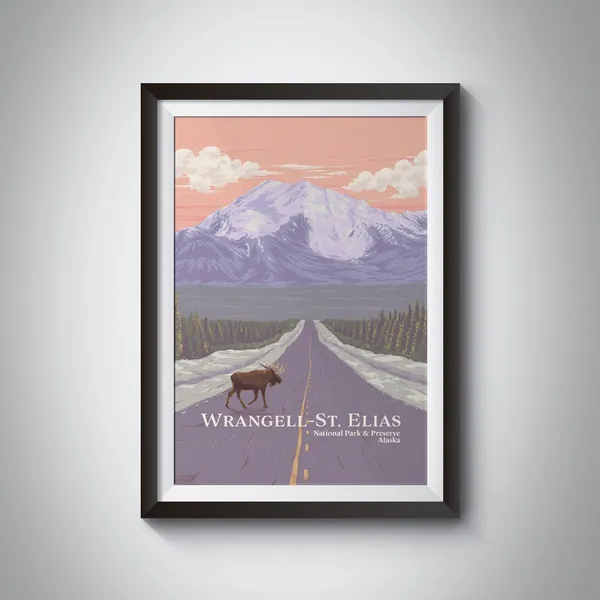 Wrangell St Elias National Park Alaska Vintage Travel Poster