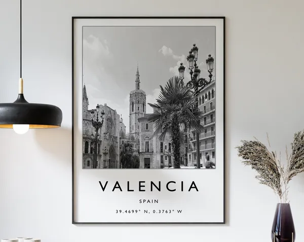 Valencia Travel Poster, Minimalist Spain Poster
