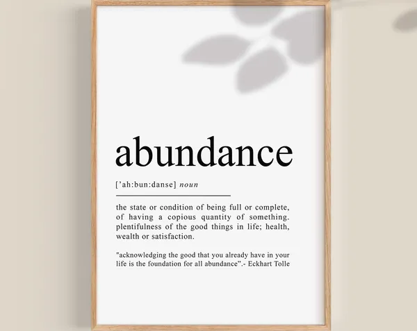 Abundance Definition Art Print, Manifestation Quote