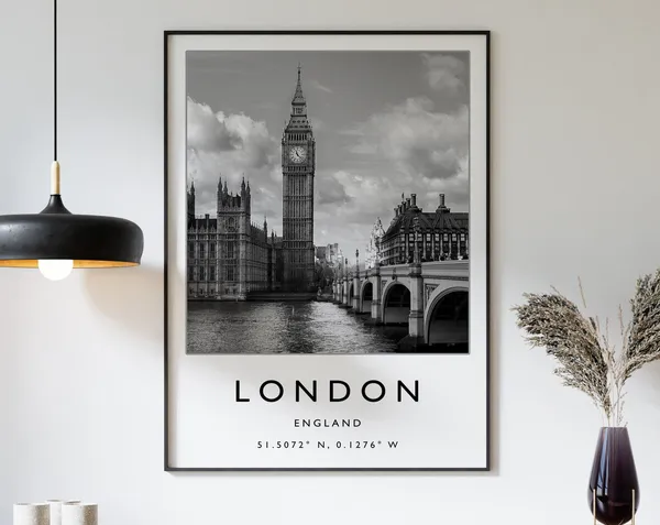 London Minimalist Travel Poster, England Decor