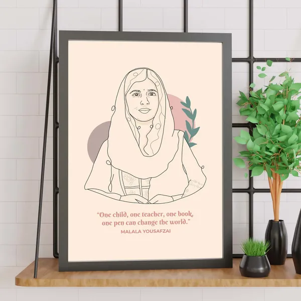 Malala Yousafzai Feminism Line Art Poster Print