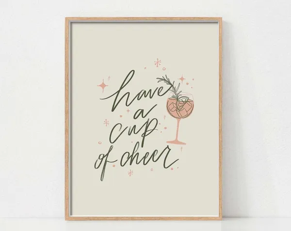 Holiday Sign Bar Cart Sign Art Print, Christmas Decor