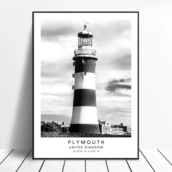 Plymouth Minimalist Travel Poster, Plymouth England