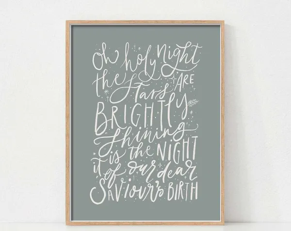 Oh Holy Night Christmas Art Print, Winter Wall Art