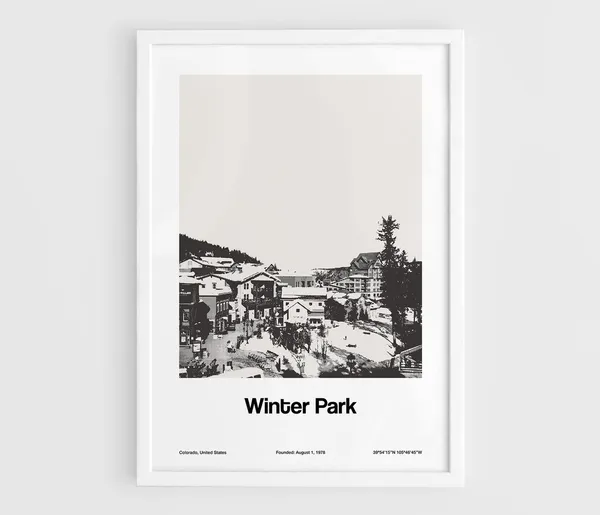 Winter Park Colorado Poster, Minimalist Art Print