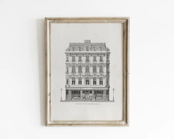 Vintage Architecture Sketch, Minimalist Art Print