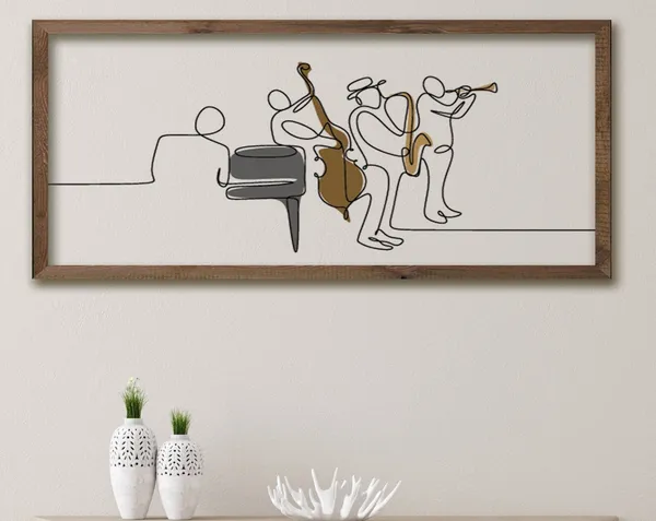 Jazz Player One-Line Drawing, Modern Farmhouse Art Print