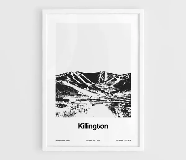 Killington Vermont Minimalist Winter Town Art Print