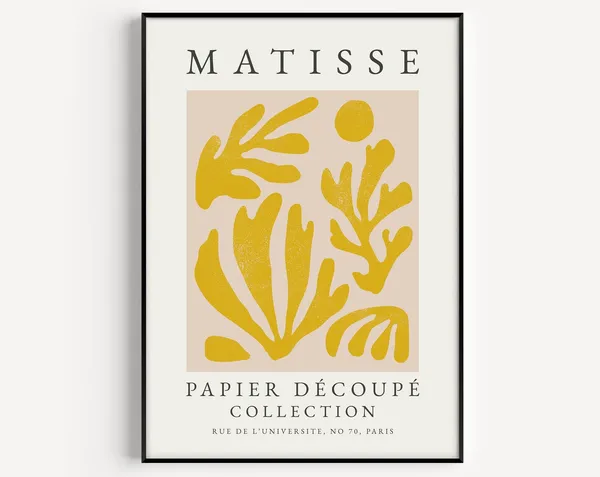 Matisse-Inspired Boho Abstract Yellow Art Print