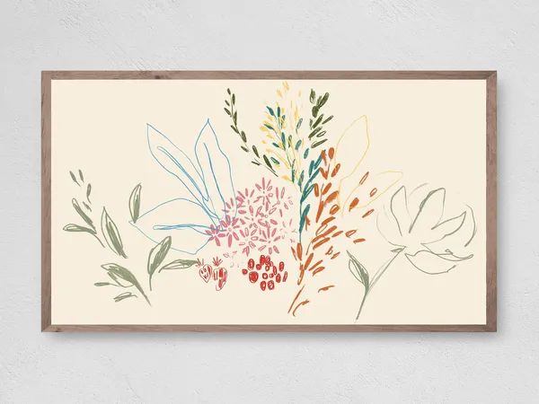 Colorful Wildflower Sketch Art Print, Botanical Decor