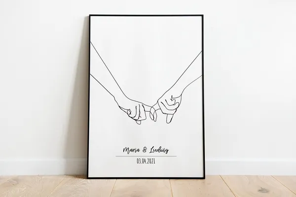 Line Art Date Wedding Anniversary Coordinates Poster