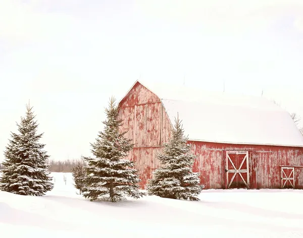Winter Log Cabin Print, Snowy Landscape Photography