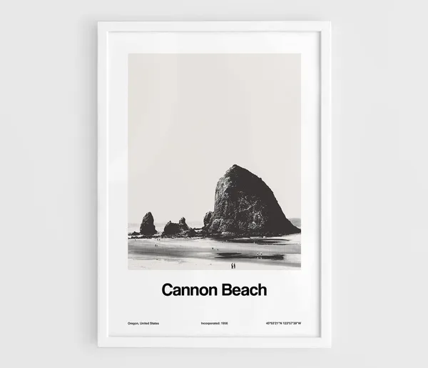 Cannon Beach Oregon Poster, Minimalist Travel Poster
