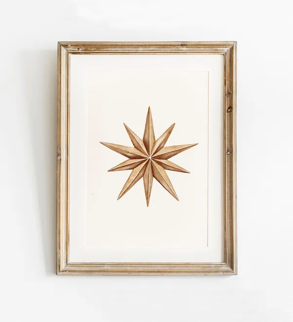 Bronze Gold Star Christmas Art Print, Vintage
