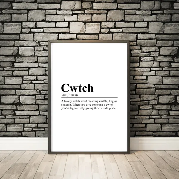 Cwtch Definition Poster, Welsh Typography Art Print