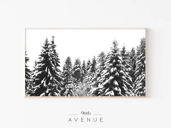 Winter Snowy Pine Trees Holiday Art Print