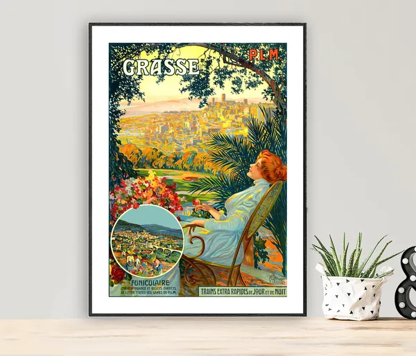 Grasse France Vintage Travel Poster, Travel Poster
