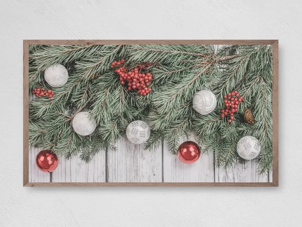 Christmas Ornaments and Branches Art Print