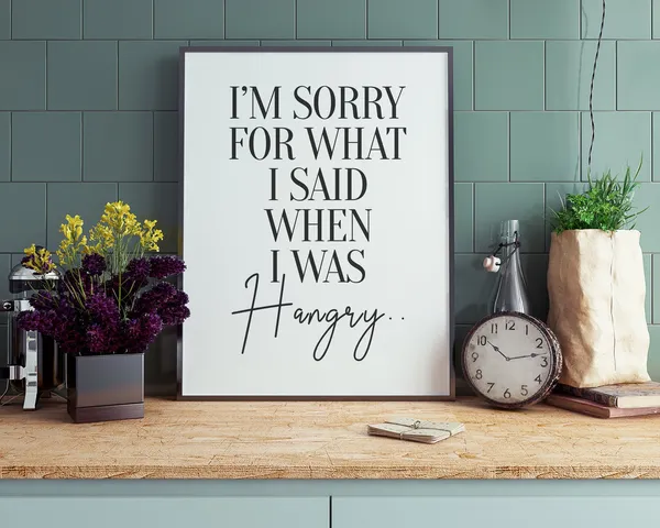 Kitchen Humor Wall Print, Sorry When Hangry