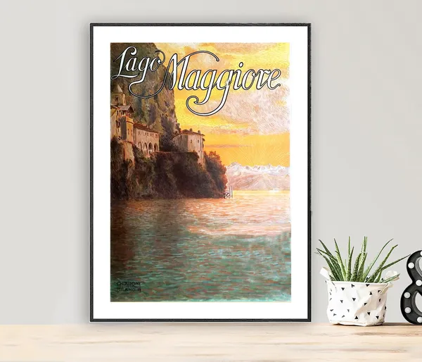 Lago Maggiore Vintage Travel Poster, Italy Art Print