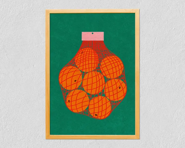 Oranges Colorful Fruit Drawing Art Print