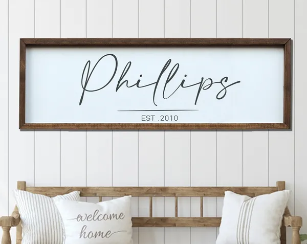 Personalized Family Name Plaque, Wood Sign Art Print