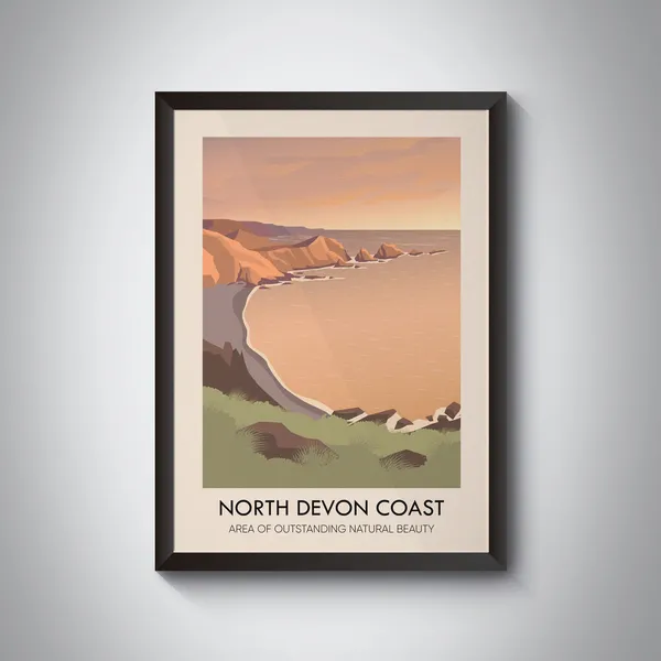 North Devon Coast Vintage Travel Poster, Seaside