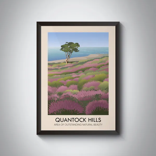 Quantock Hills AONB Vintage Travel Poster, Somerset
