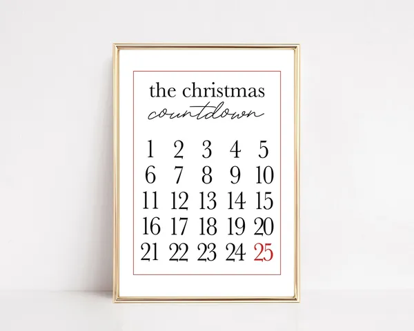Christmas Countdown Minimalist Holiday Wall Art