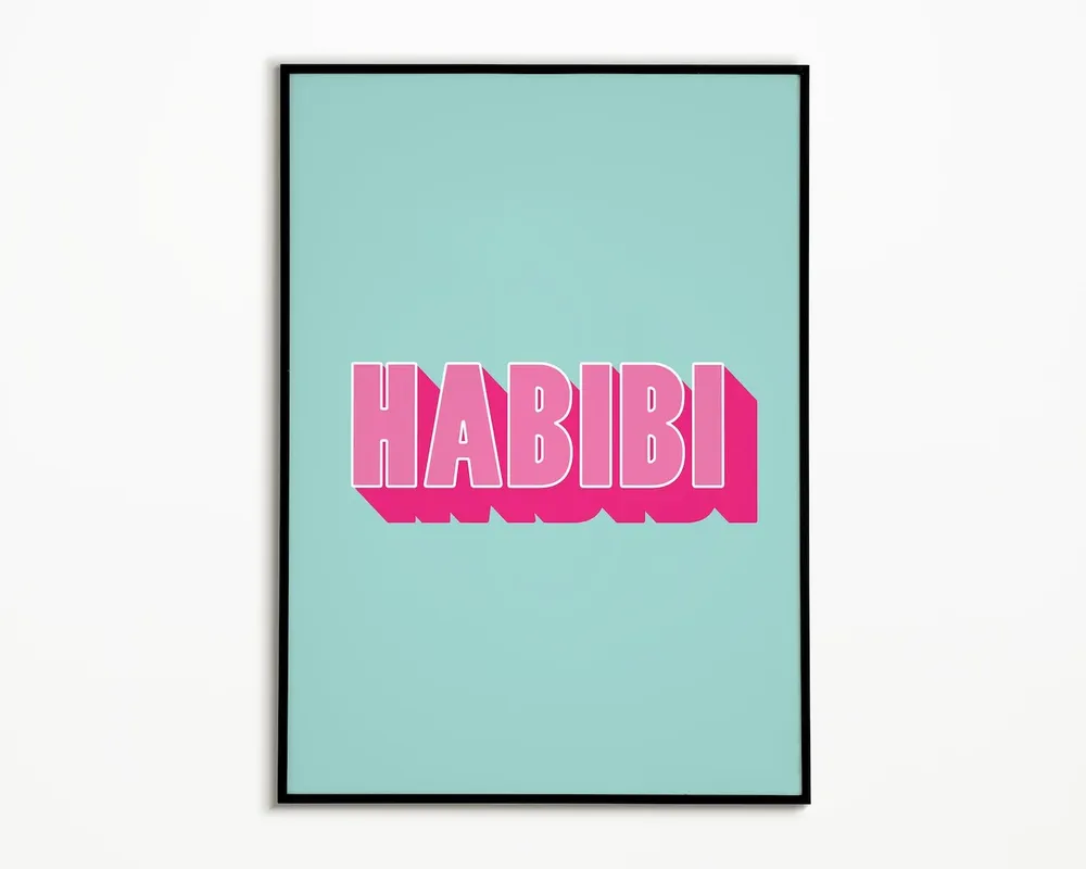 Habibi My Love in Arabic Word Art Print